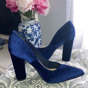 Delicious Kristina Deep Blue Navy Block Heel Pump